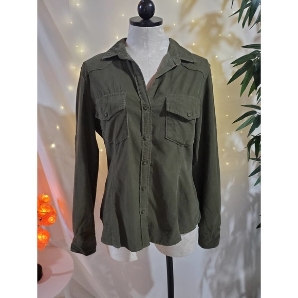 Bella Dahl x Anthropologie Corduroy Button-Up Shirt Women’s Medium (Olive Green) - Picture 1 of 10